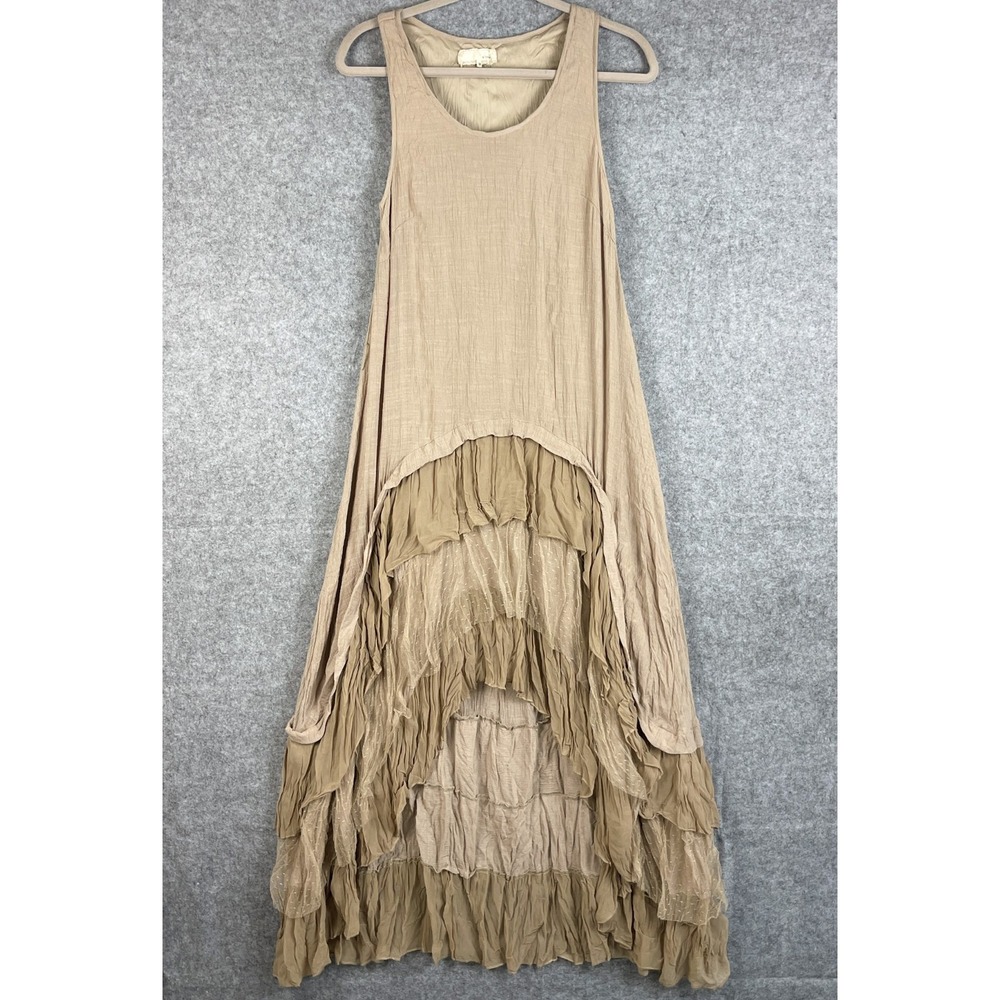 A'reve Anthropologie Maxi Dress Womens Medium Hi Lo Ruffle Fairy Whimsy Coquette